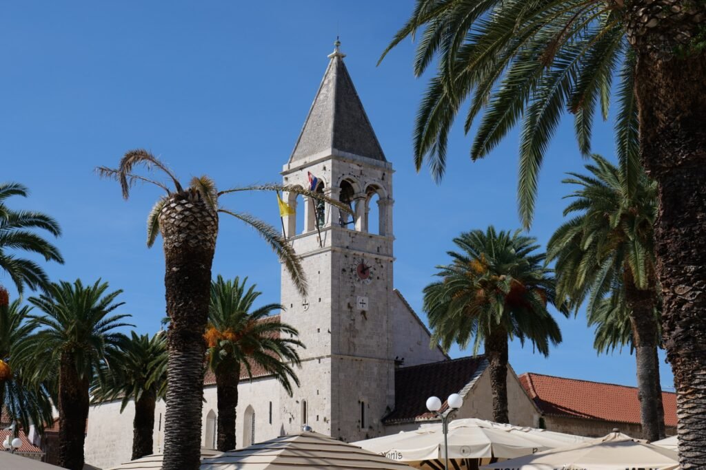 The majestic bell tower in Trogir Old Town