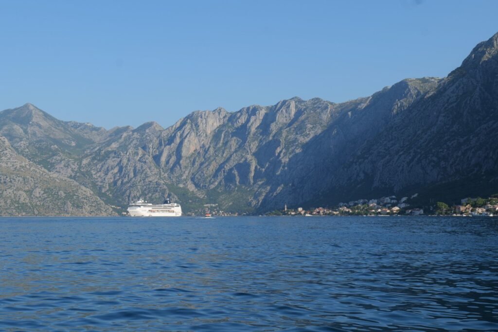 Admiring the fjord-like bay of Kotor from the water