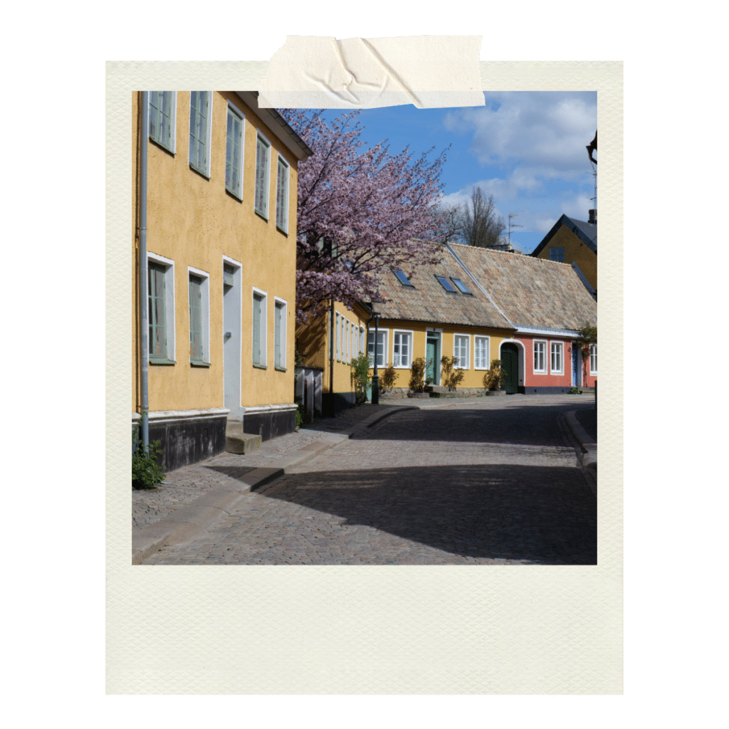 Colourful houses and beautiful blossoms in Lund, Sweden!