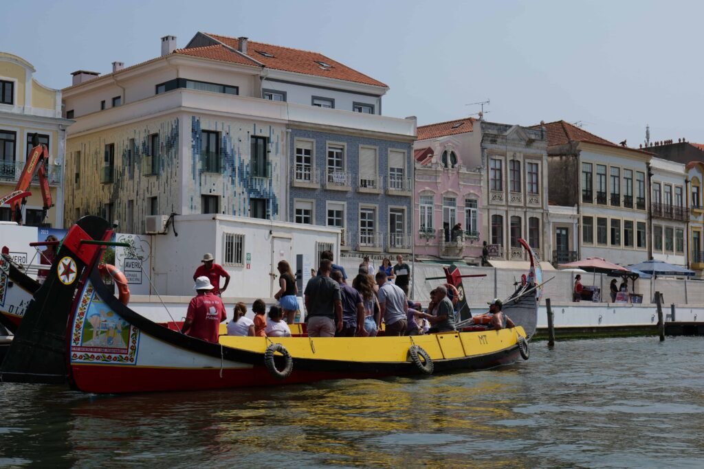 A traditional moliceiro boat in Aveiro