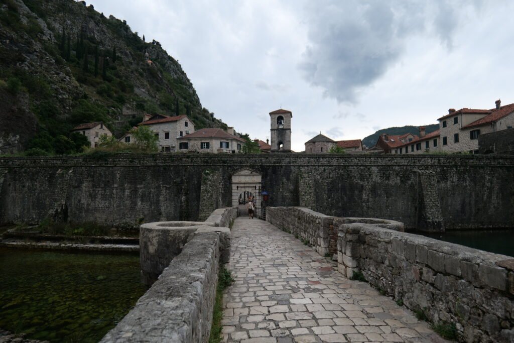 The entrance to Kotor old town, empty and quiet.