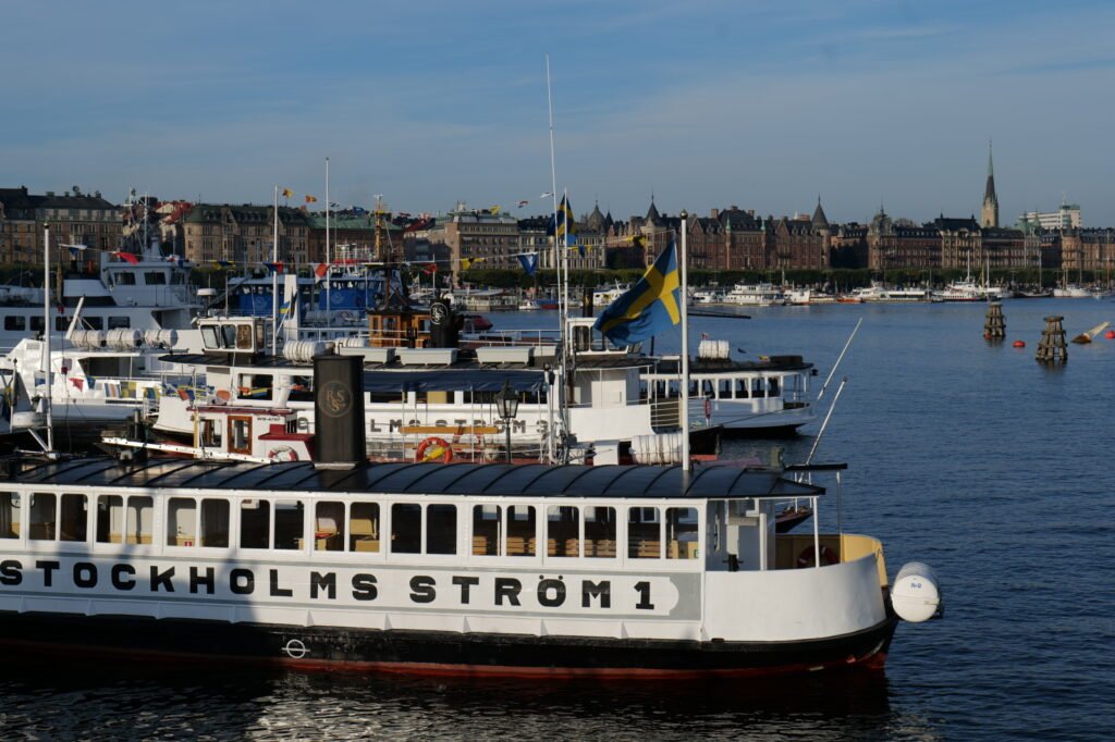 Boats in the water in Stockholm, Sweden