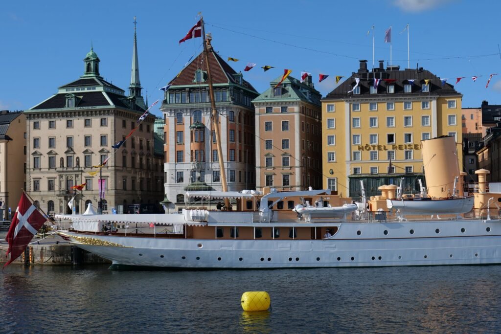The Royal Yacht of Denmark, moored along Skeppsbrokajen, during my first trip to Stockholm!