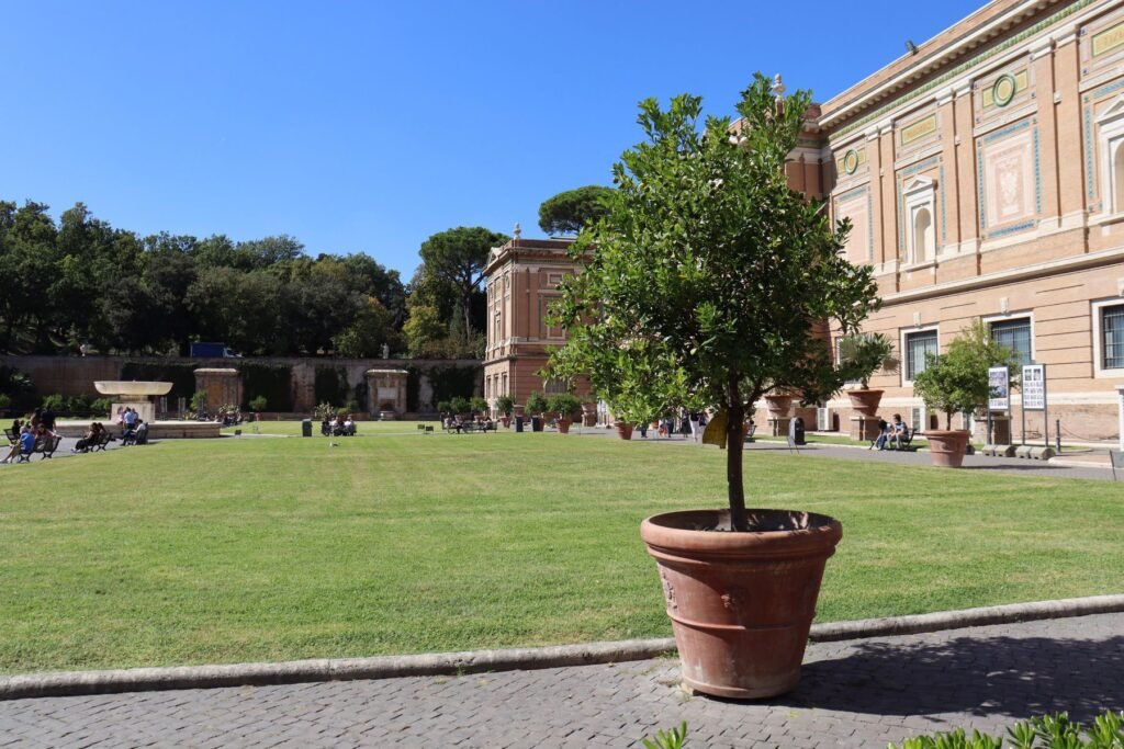Relaxing in the Vatican Gardens after a full afternoon exploring the museums!