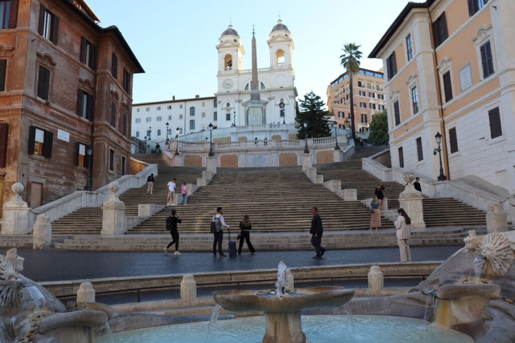 The Spanish Steps are quieter but not empty, even at 7am!