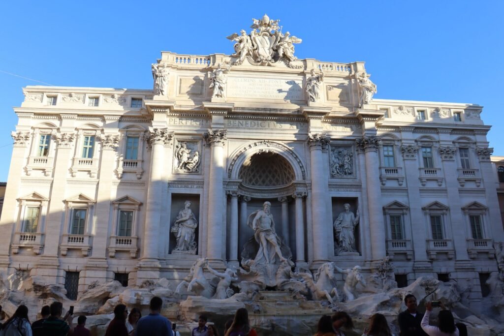 The beautiful Trevi fountain is still busy, even at 7am. But this is nothing compared to later!