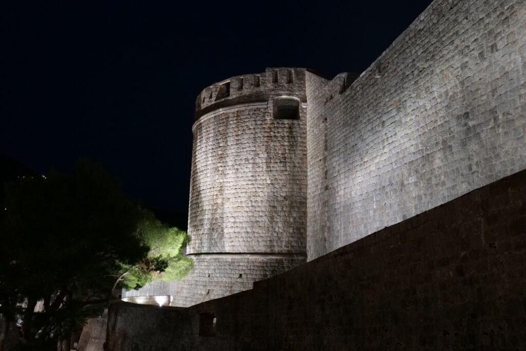 The atmospheric walls, lit up at night!