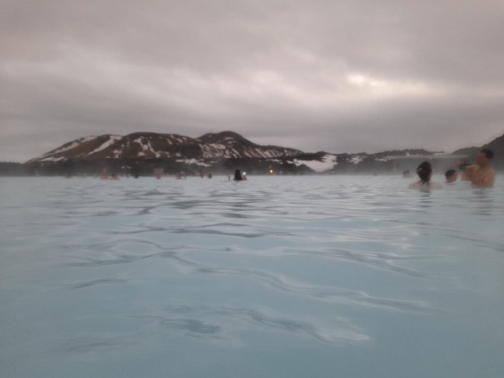Swimming in the Blue Lagoon solo (sorry for the poor quality, haha! The water is HOT and in January, the air is COLD, so my camera kept fogging up!