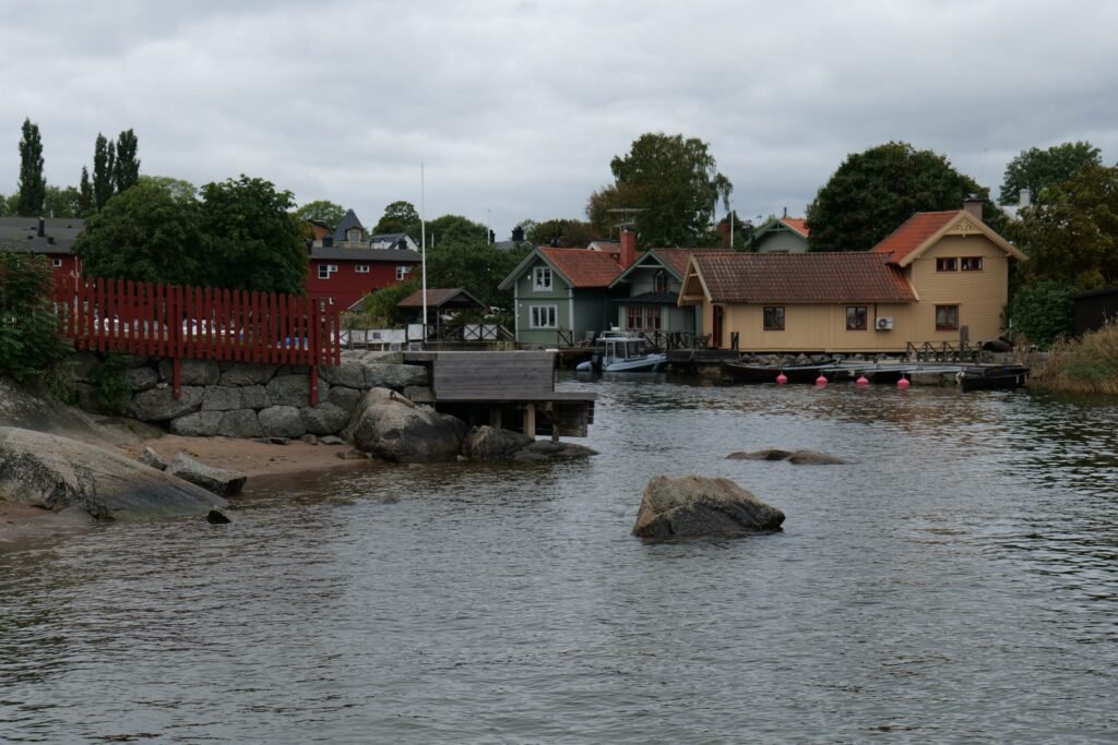 Admiring the entrance to Norrhamnen Harbour from the beach!