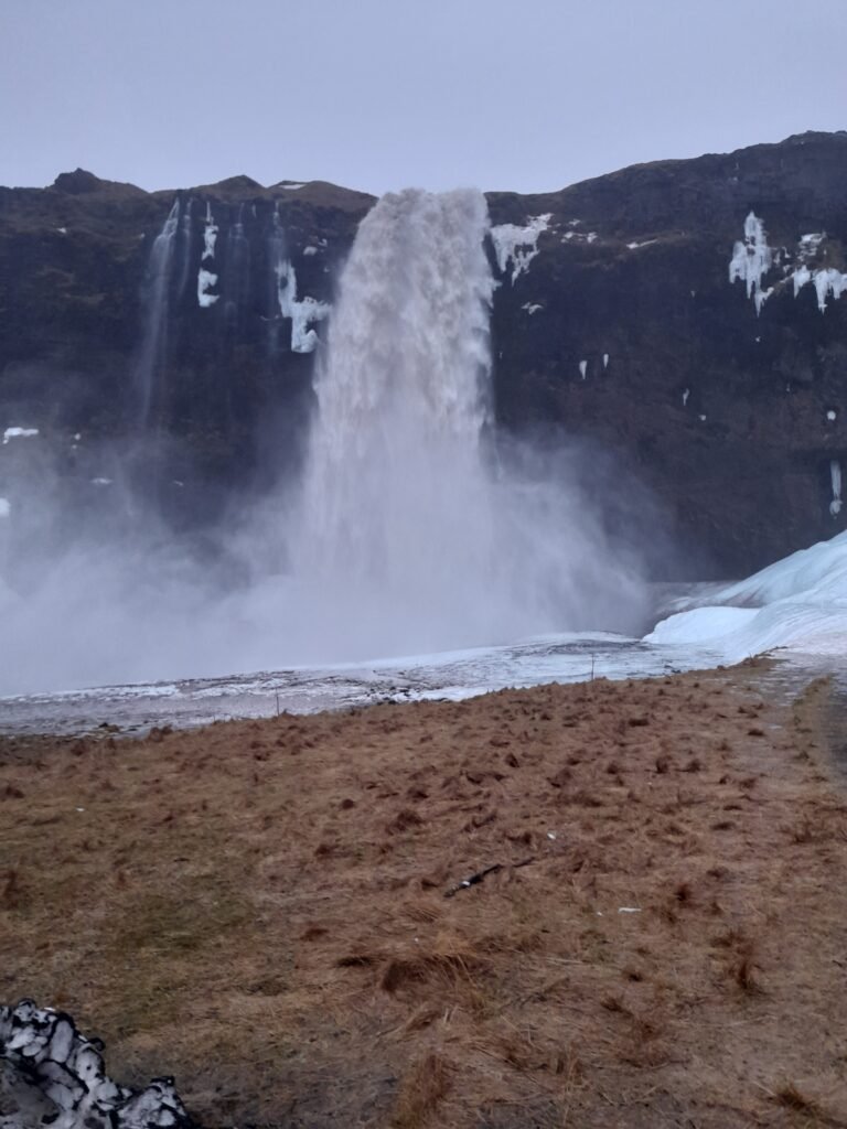 A very rainy and windy Seljalandsfoss Waterfall!