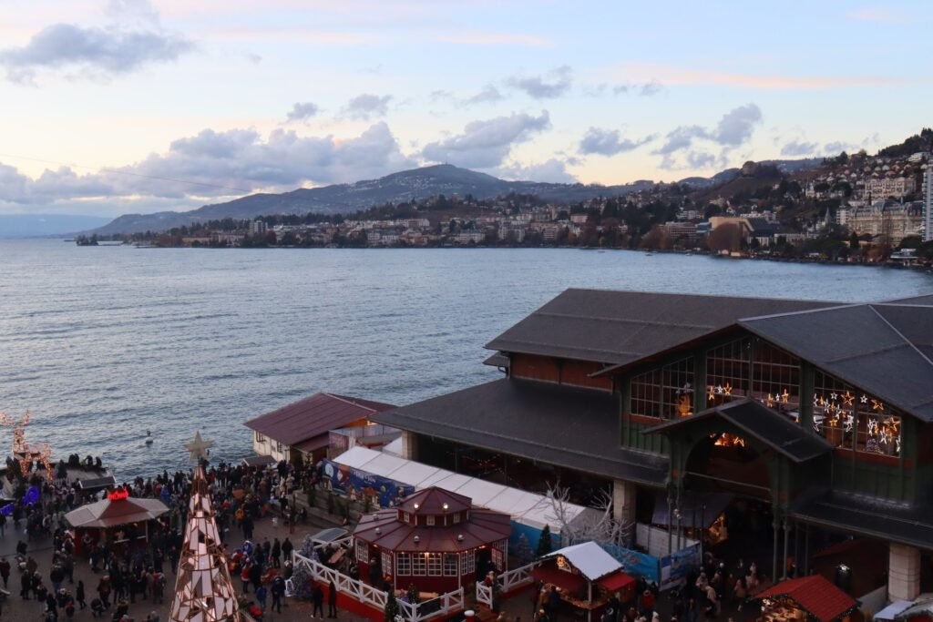 The view over the market at sunset, taken from the Ferris Wheel!