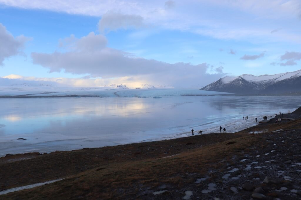 Standing on the banks of the mighty Jökulsárlón Glacier Lagoon