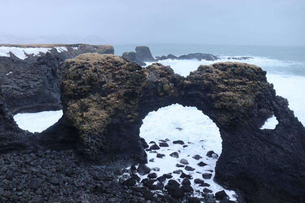 Gatklettur Stone Bridge in the Snaefellsnes Peninsula in winter!