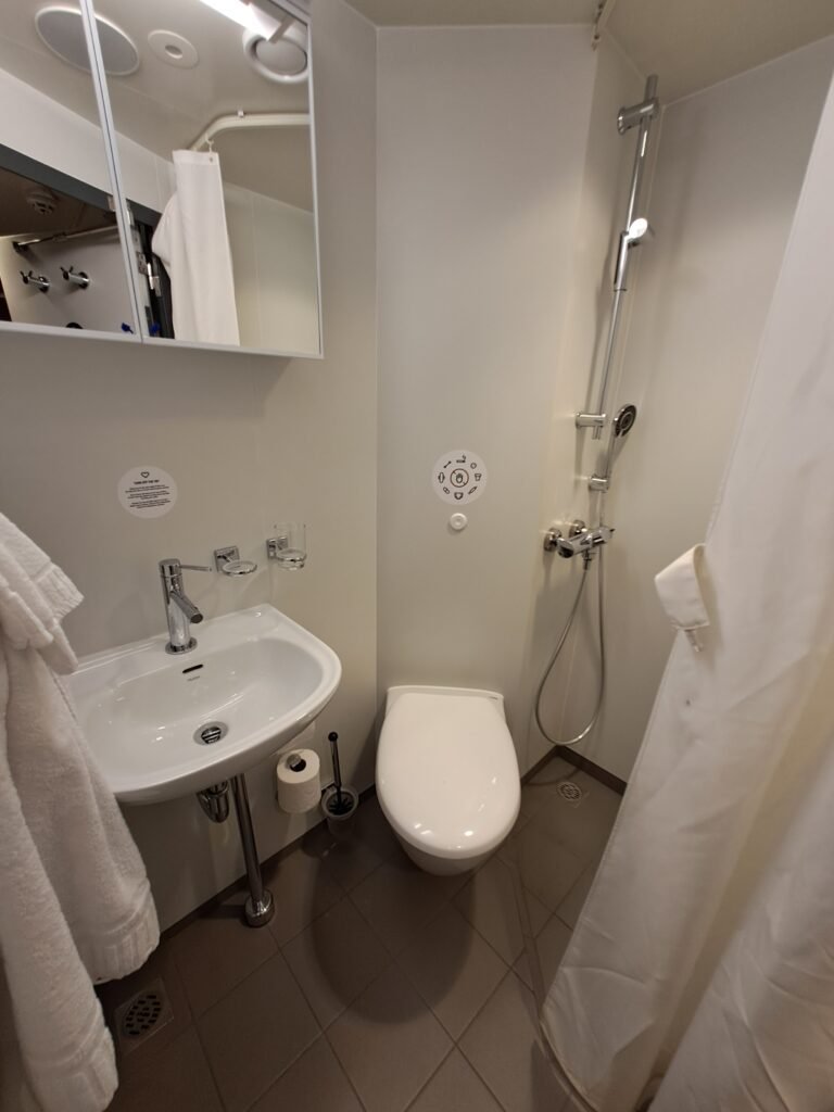The private bathroom in Havila's interior cabins