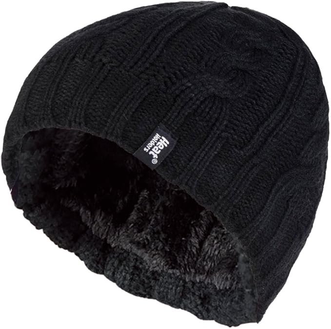 HEAT HOLDERS - Womens Thermal Fleece Lined Cable Knit Winter Beanie Hat 3.4 tog