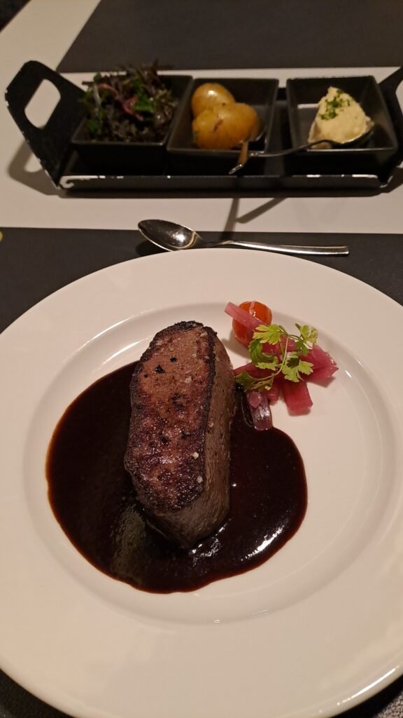 The steak and farmers market sides at dinner