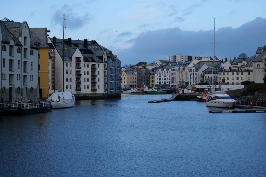The quaint, Art Nouveau canal in Ålesund 
