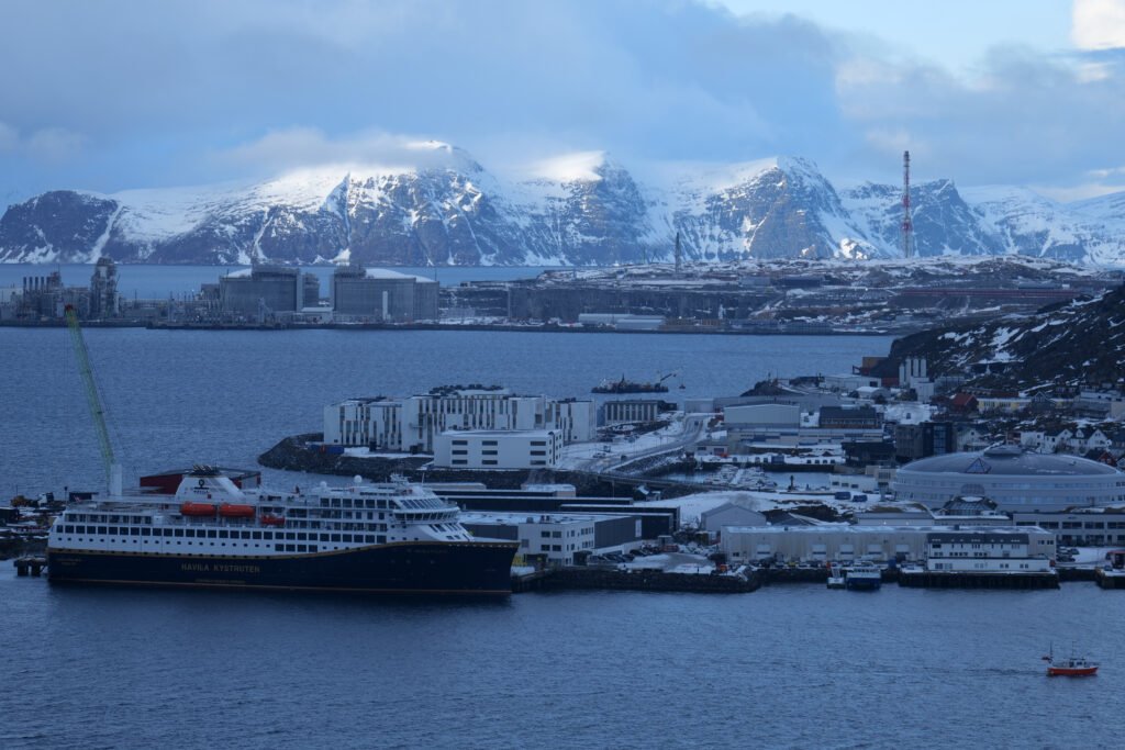 Havila Polaris docked in Norway's northernmost town, Hammerfest!