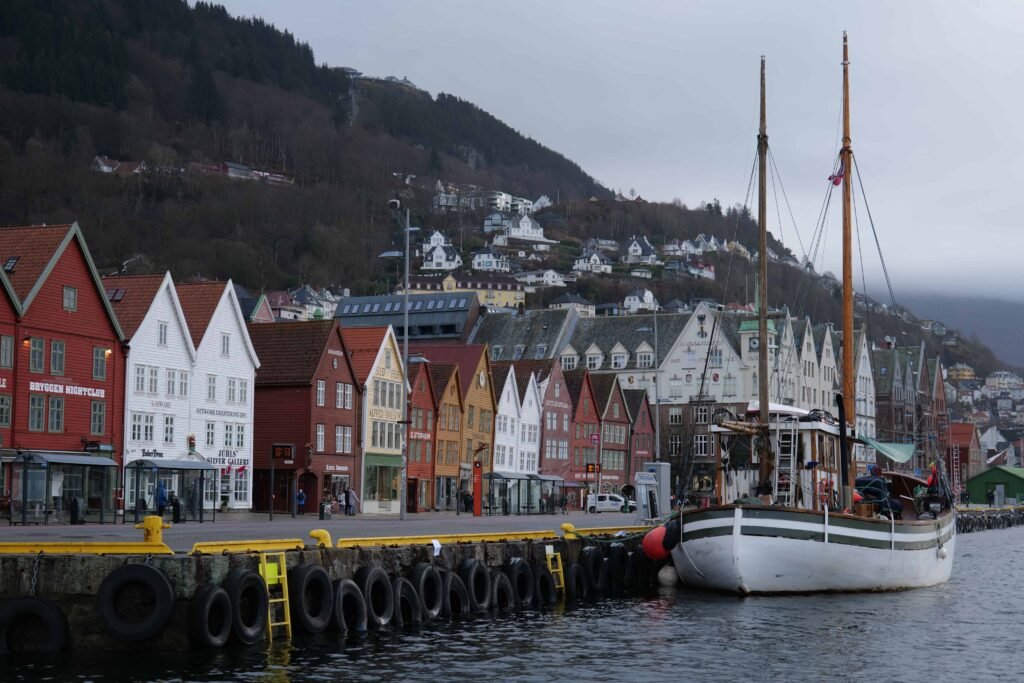 Sailing away from Bergen harbour