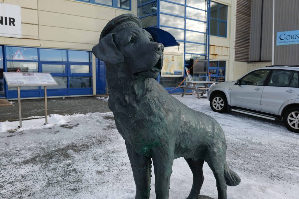 Ice on the ground in the nearest town of Honningsvåg
