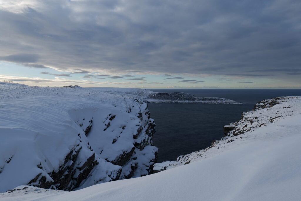 Thick snow surrounds Nordkapp in northern Norway!