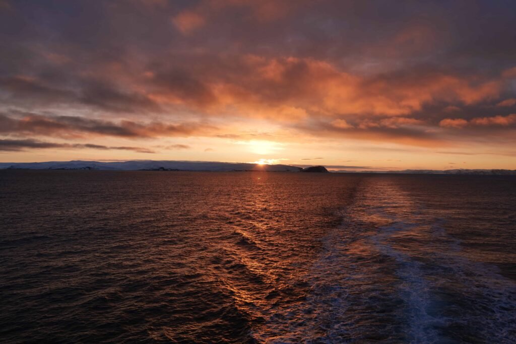 A spectacular Arctic sunset in Norway in winter