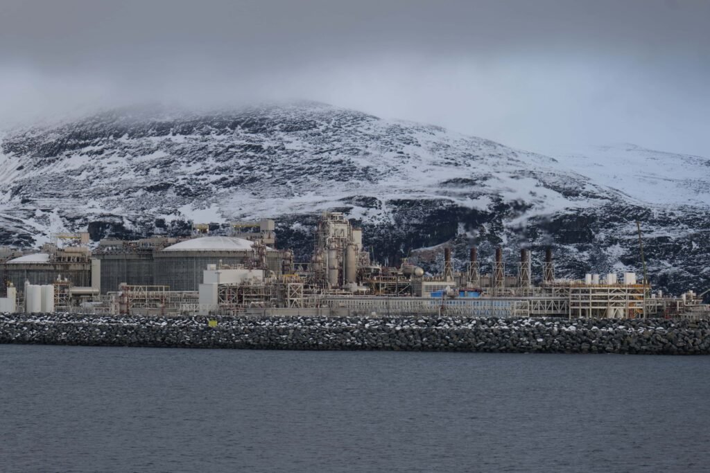 The industrial Melkøya island, on the approach to Hammerfest