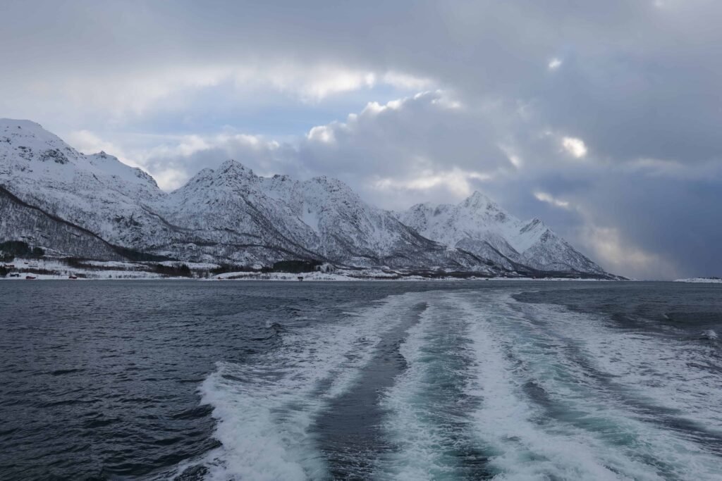 Sailing through the Raftsund on my silent Trollfjord cruise