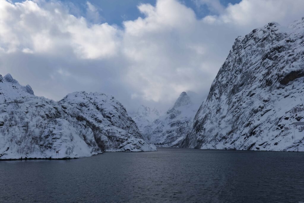 The incredibly narrow entrance to Trollfjord