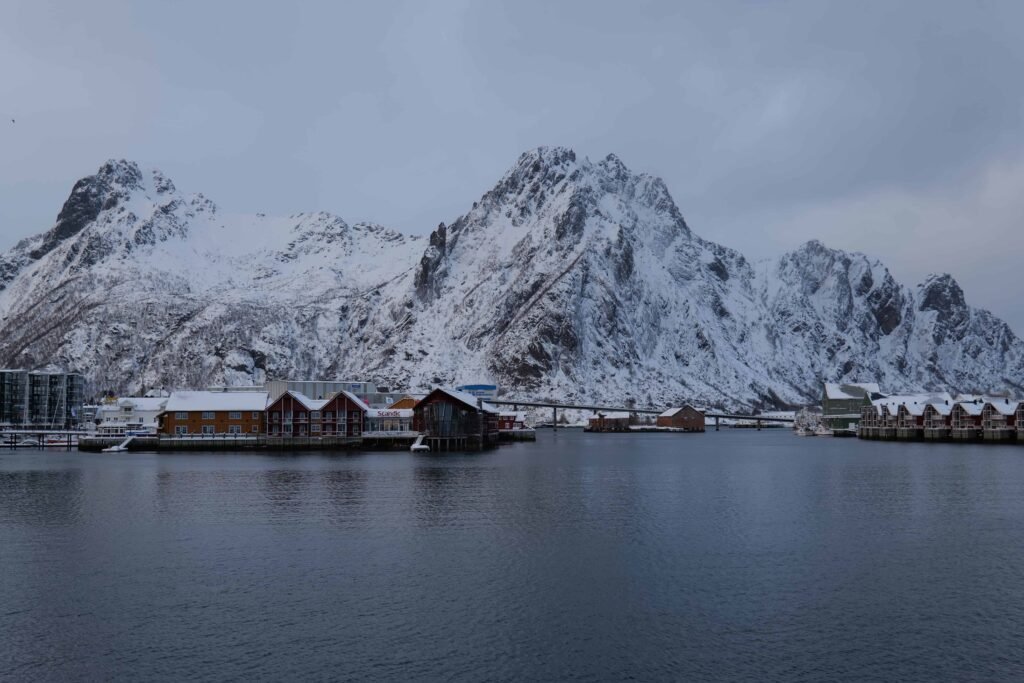Beautiful Svolvaer in the Lofoten Islands, covered in snow!
