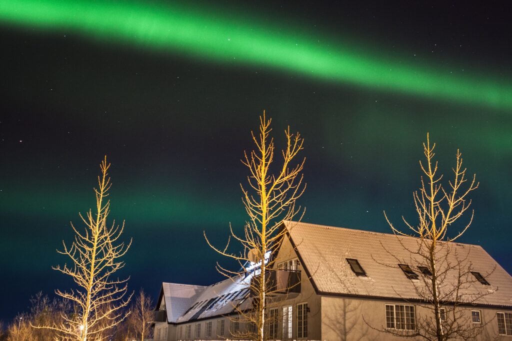 The Northern Lights over Hotel Laxnes (Photo: Expedia)