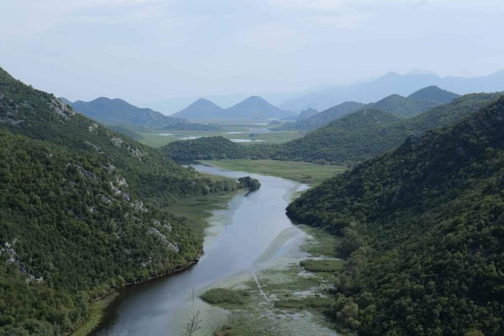 A close-up of the river and mountains at Pavlova Strana Rijeka Crnojeviča Viewpoint