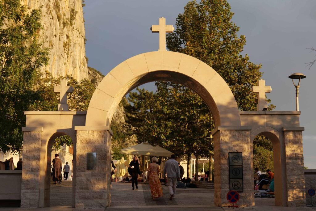 The entrance to the Upper Monastery, where pilgrims finish their journey
