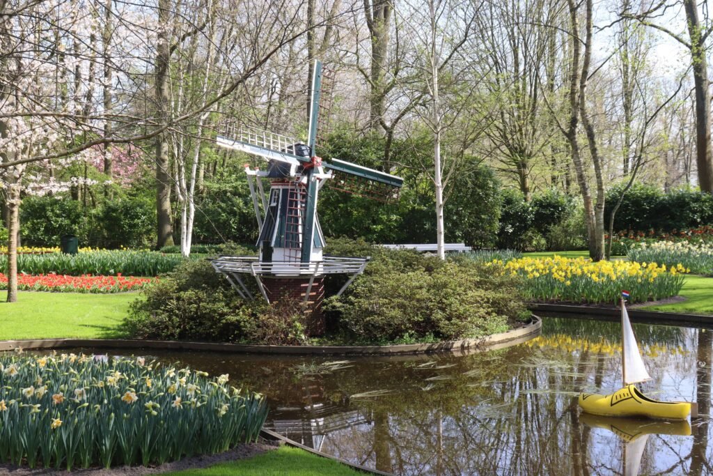 A windmill at Keukenhof Gardens