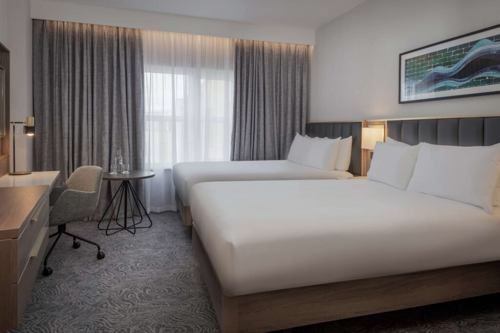 A modern, spacious room at the DoubleTree by Hilton London Angel Kings Cross