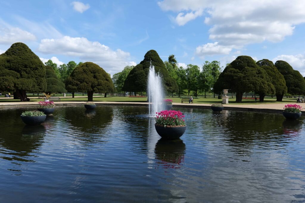 The quiet Great Fountain Garden on a weekday!