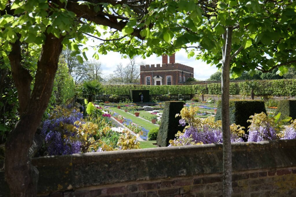 Peaking through the wisteria to the Pond Gardens!