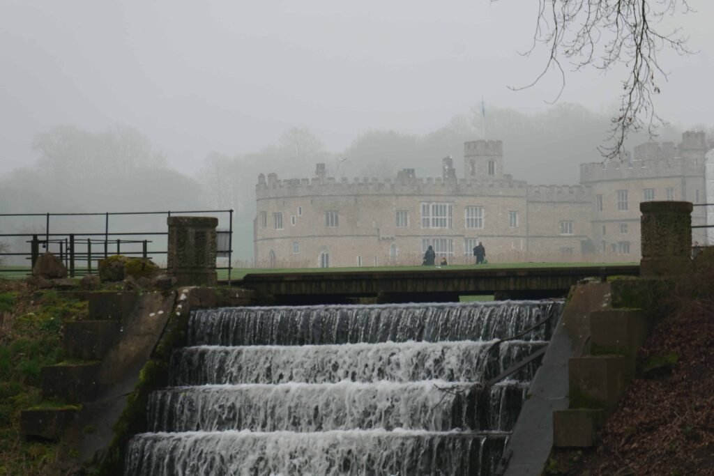 Exploring the moody castle grounds