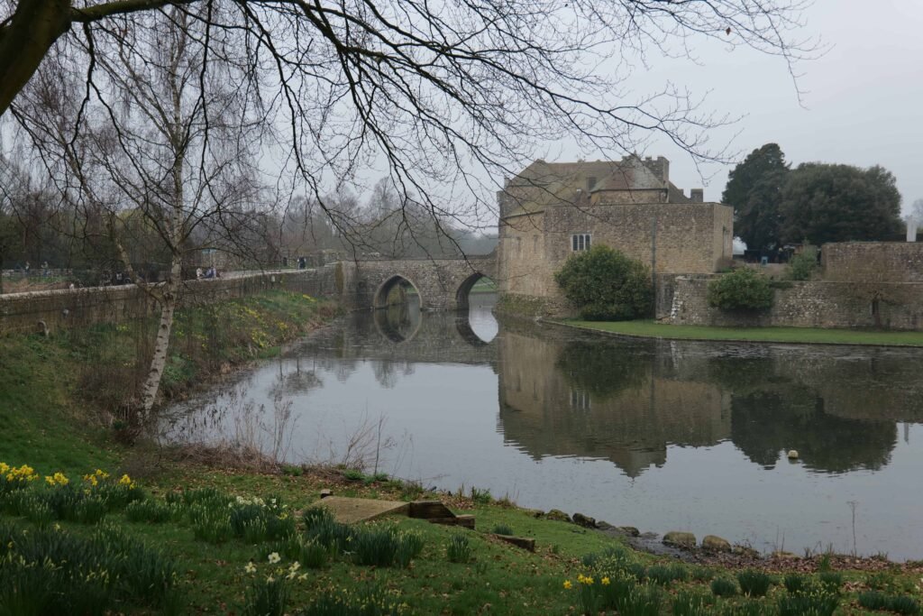 A moody shot of the drawbridge, crossing the moat to Leeds Castle