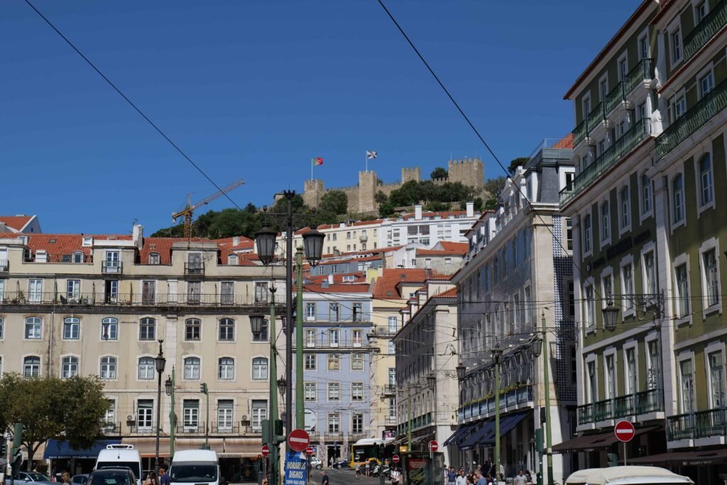 Looking up to São Jorge Castle on the hill above Lisbon!