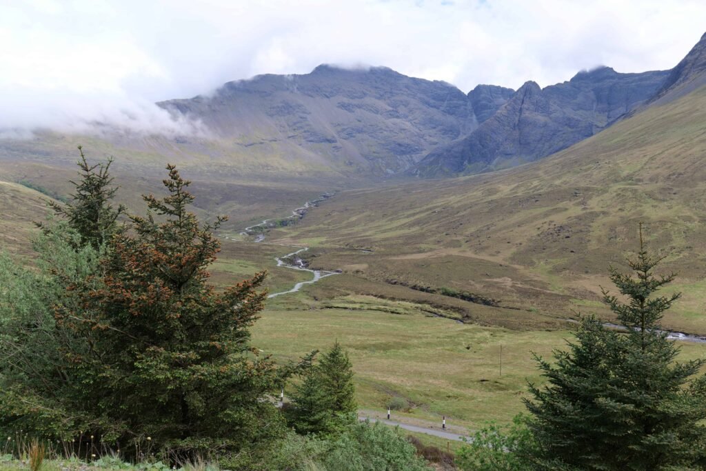 Looking out over the Fairy Pools of Skye from the car park!
