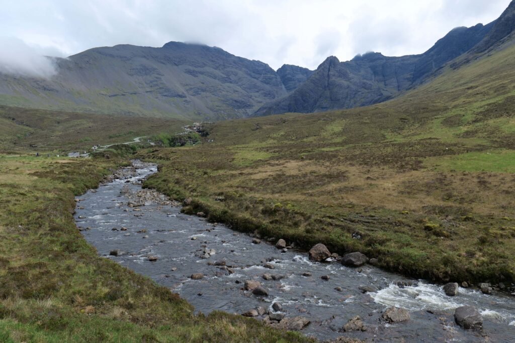 Walking by the river at the Fairy Pools