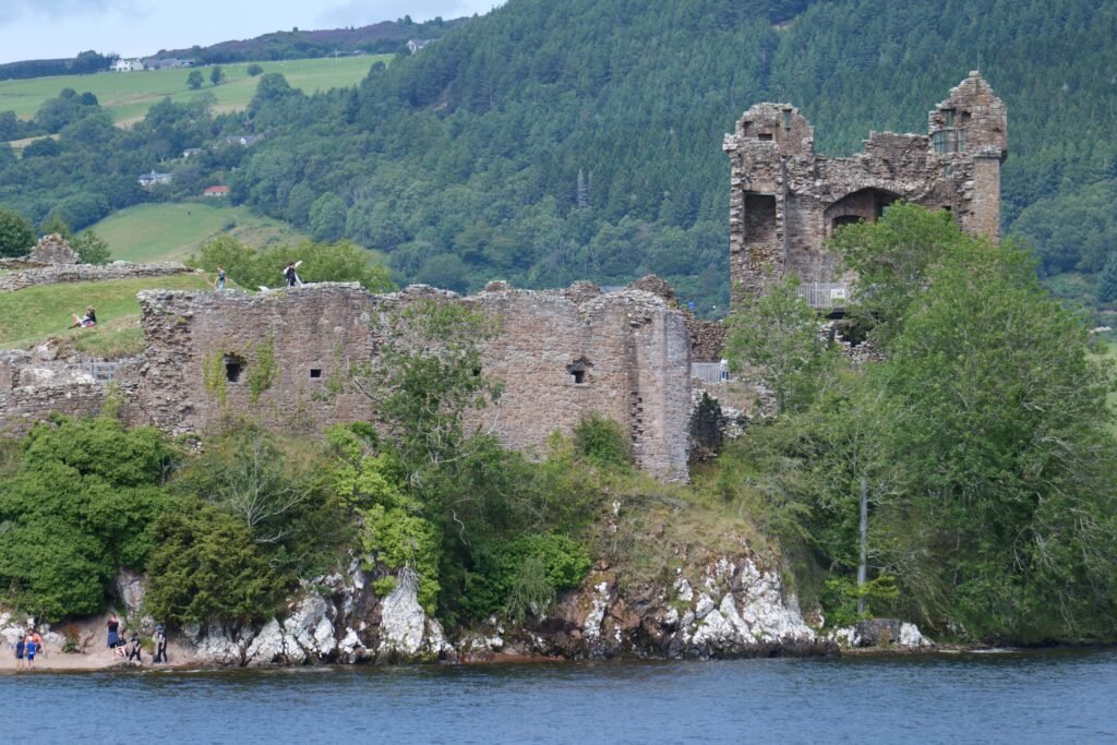 The ruined Urquhart Castle, on the banks of Loch Ness