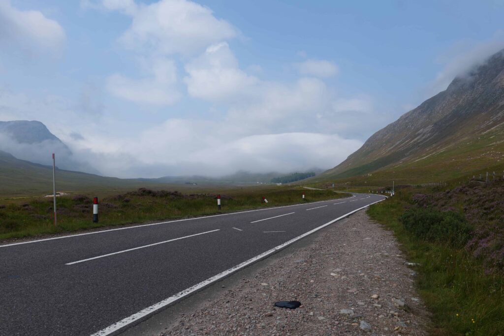 The wide, straightforward A82 runs straight through the Glencoe Valley!
