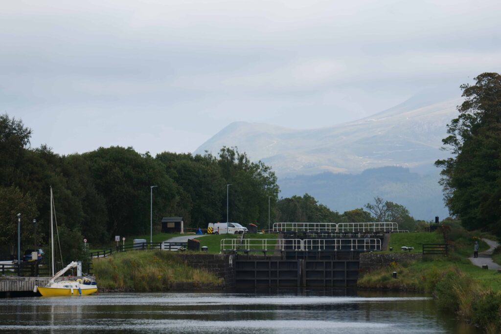 Ben Nevis looming over the Caledonian Canal!