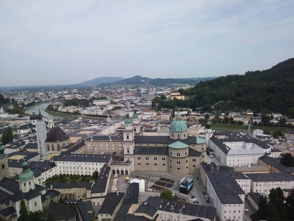 Looking out over the small city of Salzburg
